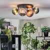 Chehalis ceiling light, globe light blue, green, coppery, Smoke-coloured, 4-light sources