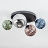 Chehalis ceiling light, globe light blue, green, coppery, Smoke-coloured, 4-light sources