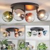 Chehalis ceiling light, globe light blue, chrome, green, clear, coppery, Smoke-coloured, 4-light sources