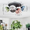 Chehalis ceiling light, globe light blue, chrome, green, clear, coppery, Smoke-coloured, 4-light sources