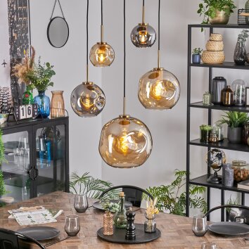 Ripoll hanging light, globe light, pendant light gold, black, 5-light sources