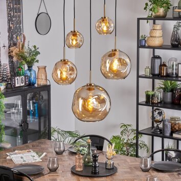 Ripoll hanging light, globe light, pendant light gold, black, 5-light sources