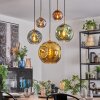 Ripoll hanging light, globe light, pendant light gold, black, 5-light sources