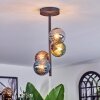 Chehalis ceiling light, globe light 27 cm blue, chrome, green, coppery, Smoke-coloured, 4-light sources