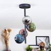 Chehalis ceiling light, globe light 27 cm blue, chrome, green, coppery, Smoke-coloured, 4-light sources