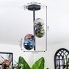 Chehalis ceiling light, globe light 27 cm blue, chrome, green, coppery, Smoke-coloured, 4-light sources