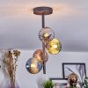 Chehalis ceiling light, globe light 27 cm blue, chrome, green, coppery, Smoke-coloured, 4-light sources