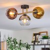 Koyoto ceiling light, globe light gold, black, 3-light sources