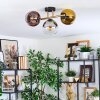 Koyoto ceiling light, globe light gold, black, 3-light sources