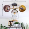Koyoto ceiling light, globe light gold, black, 3-light sources