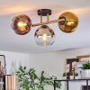 Koyoto ceiling light, globe light gold, black, 3-light sources