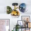 Koyoto ceiling light, globe light gold, black, 3-light sources