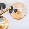 Koyoto ceiling light, globe light gold, black, 3-light sources