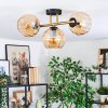 Koyoto ceiling light, globe light gold, black, 3-light sources