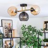 Koyoto ceiling light, globe light gold, black, 3-light sources