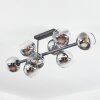 Koyoto ceiling light, globe light chrome, clear, Smoke-coloured, 8-light sources
