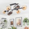 Koyoto ceiling light, globe light Amber, chrome, Smoke-coloured, 8-light sources