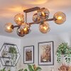 Koyoto ceiling light, globe light Amber, chrome, Smoke-coloured, 8-light sources