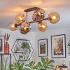 Koyoto ceiling light, globe light Amber, chrome, Smoke-coloured, 8-light sources