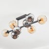 Koyoto ceiling light, globe light Amber, chrome, Smoke-coloured, 8-light sources