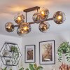 Ripoll ceiling light, globe light chrome, clear, Smoke-coloured, 8-light sources