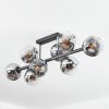 Ripoll ceiling light, globe light chrome, clear, Smoke-coloured, 8-light sources