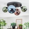 Chehalis ceiling light, globe light blue, green, coppery, 4-light sources