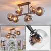 Koyoto ceiling light, globe light chrome, clear, Smoke-coloured, 6-light sources