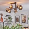 Koyoto ceiling light, globe light chrome, clear, Smoke-coloured, 6-light sources