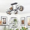 Koyoto ceiling light, globe light chrome, clear, Smoke-coloured, 6-light sources