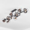 Koyoto ceiling light, globe light chrome, clear, Smoke-coloured, 10-light sources