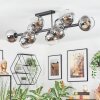 Koyoto ceiling light, globe light chrome, clear, Smoke-coloured, 10-light sources