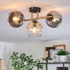 Koyoto ceiling light, globe light gold, black, 3-light sources