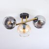 Koyoto ceiling light, globe light gold, black, 3-light sources