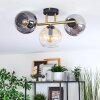 Koyoto ceiling light, globe light gold, black, 3-light sources