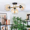 Koyoto ceiling light, globe light gold, black, 3-light sources