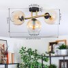 Koyoto ceiling light, globe light gold, black, 3-light sources