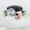 Chehalis ceiling light, globe light blue, green, clear, coppery, 4-light sources