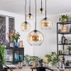 Koyoto hanging light, globe light, pendant light 45 cm Amber, clear, 5-light sources