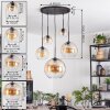 Koyoto hanging light, globe light, pendant light 45 cm Amber, clear, 5-light sources