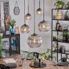 Koyoto hanging light, globe light, pendant light 45 cm clear, Smoke-coloured, 5-light sources
