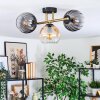 Koyoto ceiling light, globe light gold, black, 3-light sources