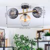Koyoto ceiling light, globe light gold, black, 3-light sources