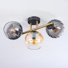 Koyoto ceiling light, globe light gold, black, 3-light sources