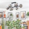 Ripoll ceiling light, globe light chrome, clear, Smoke-coloured, 8-light sources