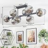Ripoll ceiling light, globe light chrome, clear, Smoke-coloured, 8-light sources