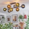 Koyoto ceiling light, globe light blue, gold, green, 8-light sources