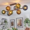 Koyoto ceiling light, globe light blue, gold, green, 8-light sources