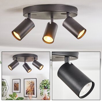 Foren ceiling light, ceiling spotlight LED black, 3-light sources, Colour changer