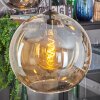 Koyoto hanging light, globe light, pendant light 45 cm Amber, chrome, clear, Smoke-coloured, 5-light sources
